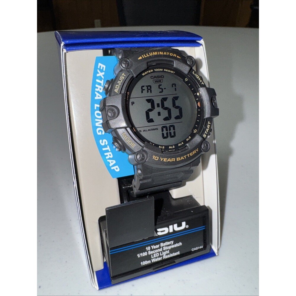 Casio AE1500WHX1KC Chronograph Black Resin Band 5 Alarms Illuminator 10yr Bat